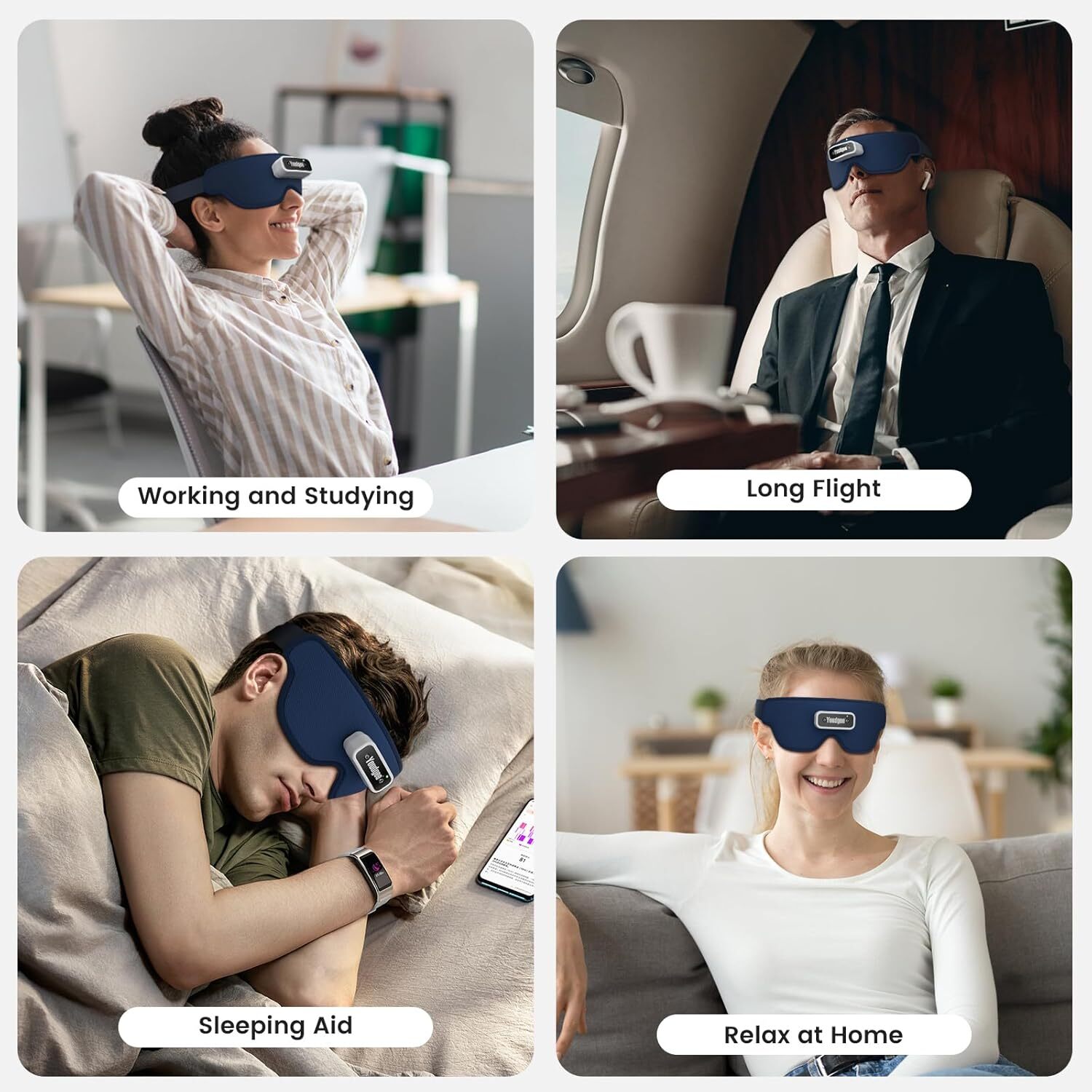 Christmas Gifts for Women, Eye Massager with Heat, Smart Vibration Blue