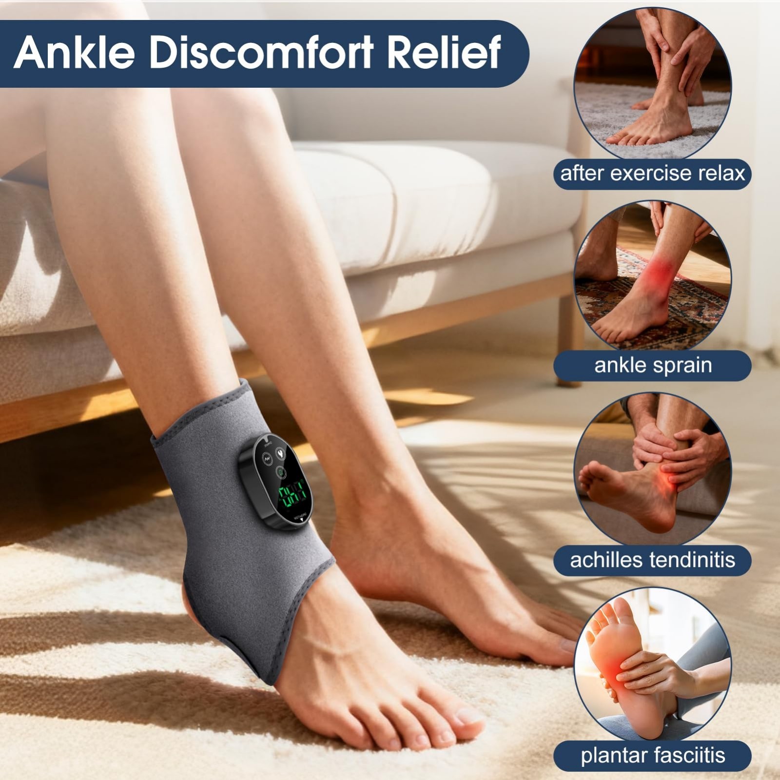 Heated Foot Massager for Neuropathy, Pain Relief Ankle Wrap & Massage Pad