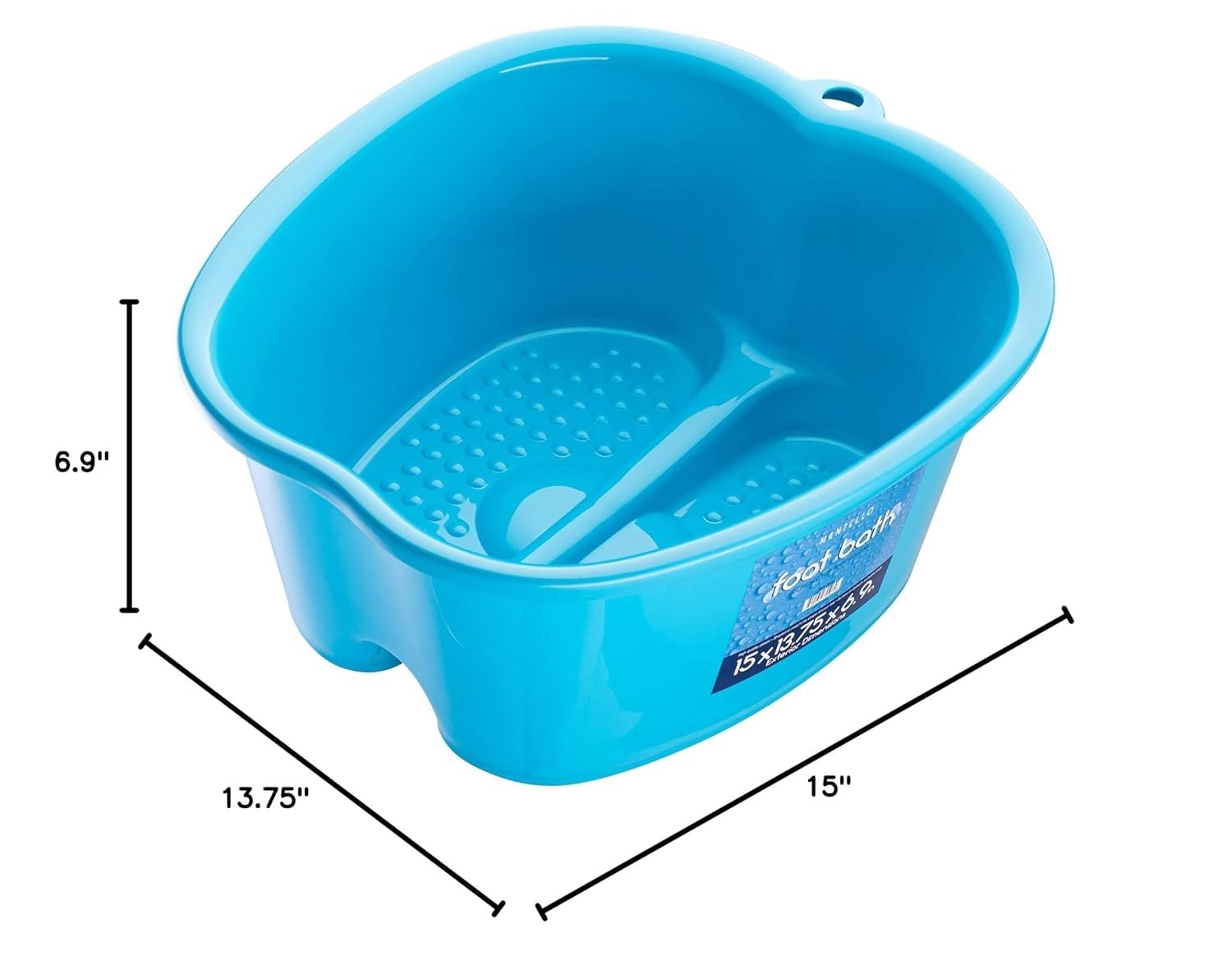 Extra Large Blue Foot Bath Basin for Pedicures, Plantar Fasciitis Relief