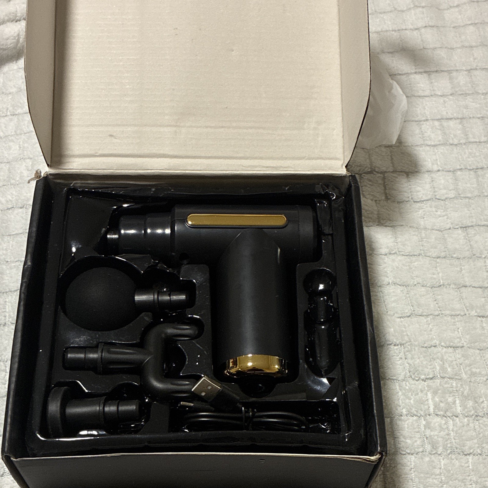 Massage Gun Handheld Rechargeable Vibrating Full Body Massager, 4 Heads, Black