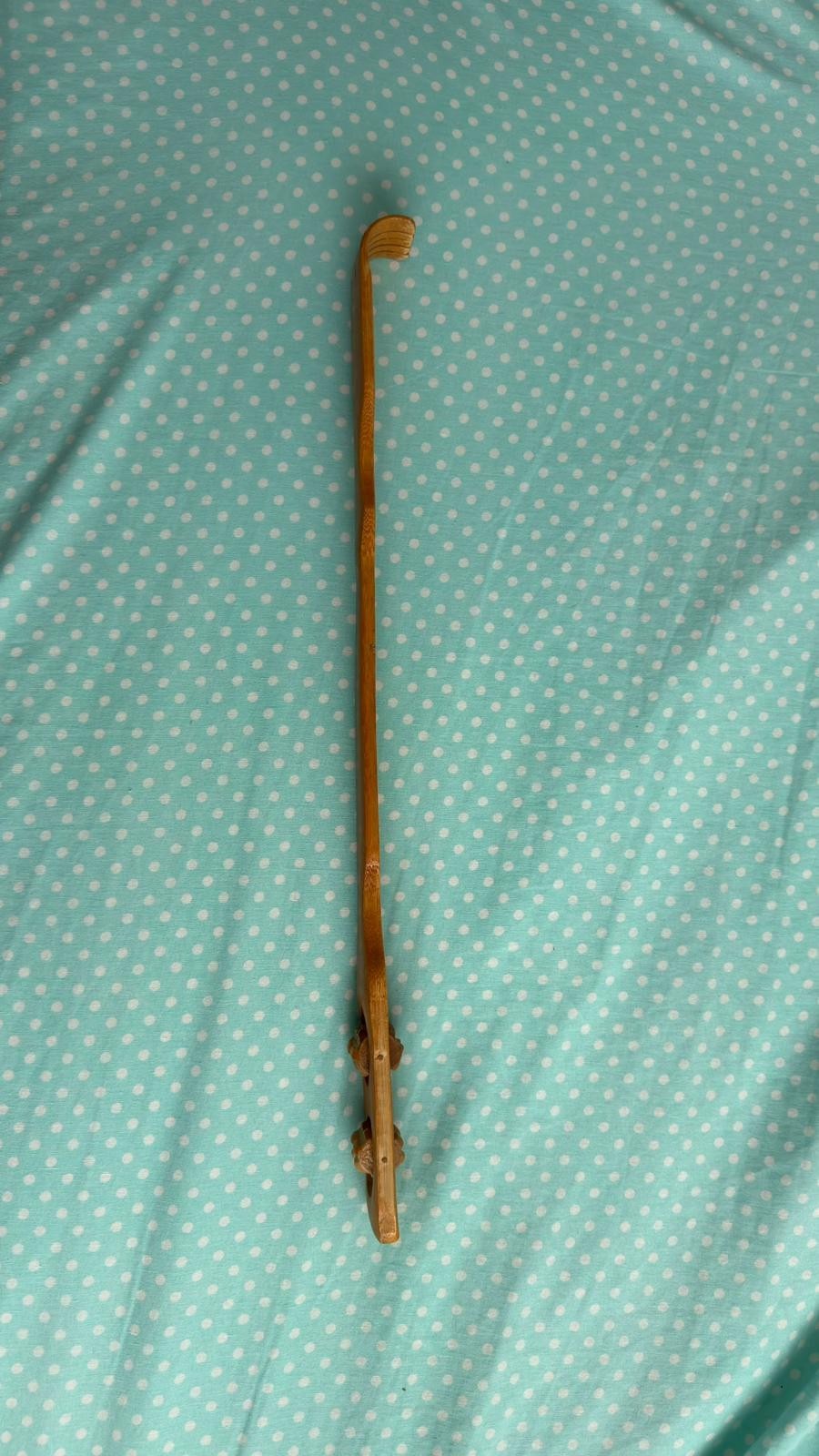 Wooden Back Scratcher with Dual Massage Rollers Handheld Bamboo Body Massager