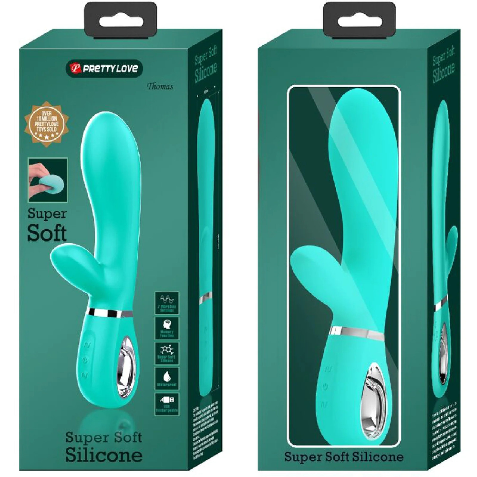 Thomas Super Soft Silicone Rabbit Vibrator – Turquoise