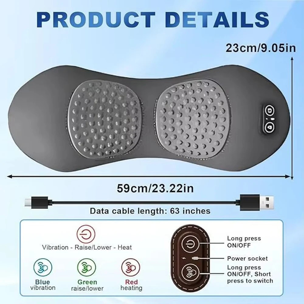 3 In 1 Electric Lumbar Support Pillow Smooth Spine Triple Fusion Back Massager