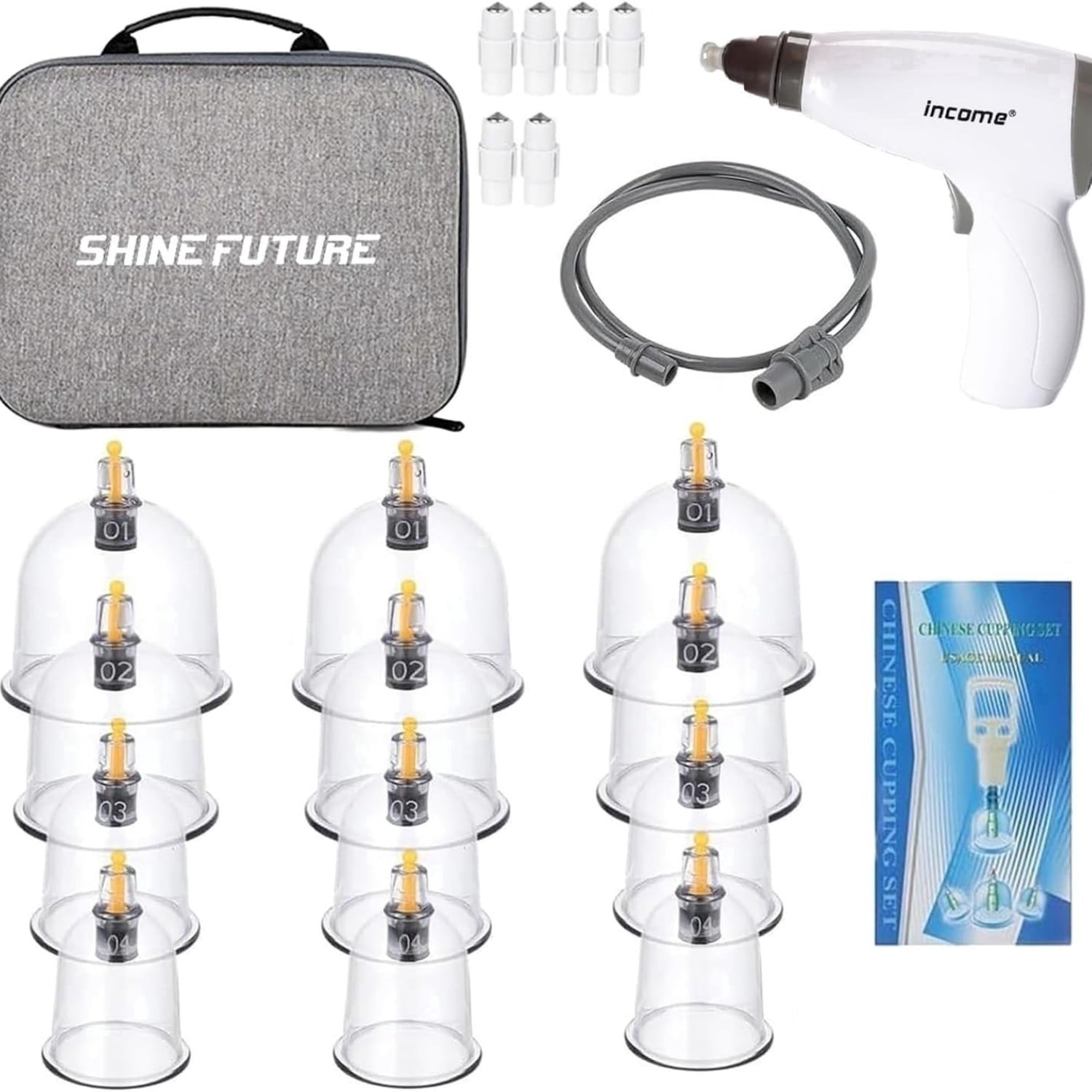 Professional Massage Cupping Kit, 12/24 Cups Electric & Manual Vacuum Cups