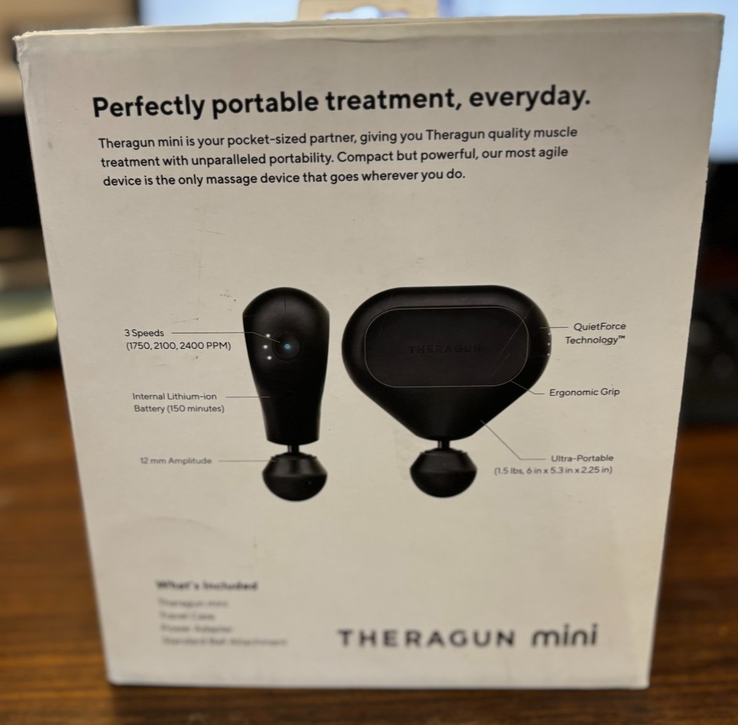THERABODY THERAGUN MINI HANDHELD MASSAGE DEVICE POWERED BY QUIET FORCE BLACK