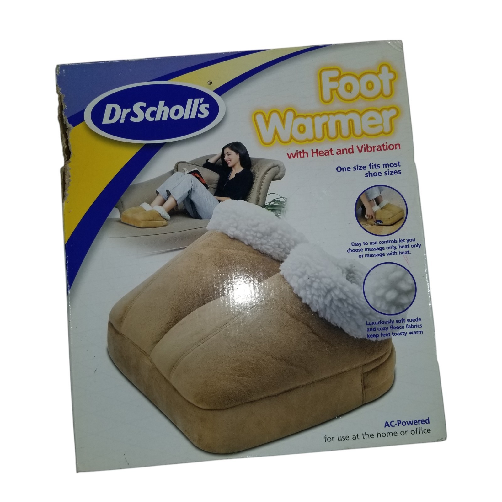 Dr Scholls Foot Warmer with Heat and Vibration Massage Soft Fleece NEW