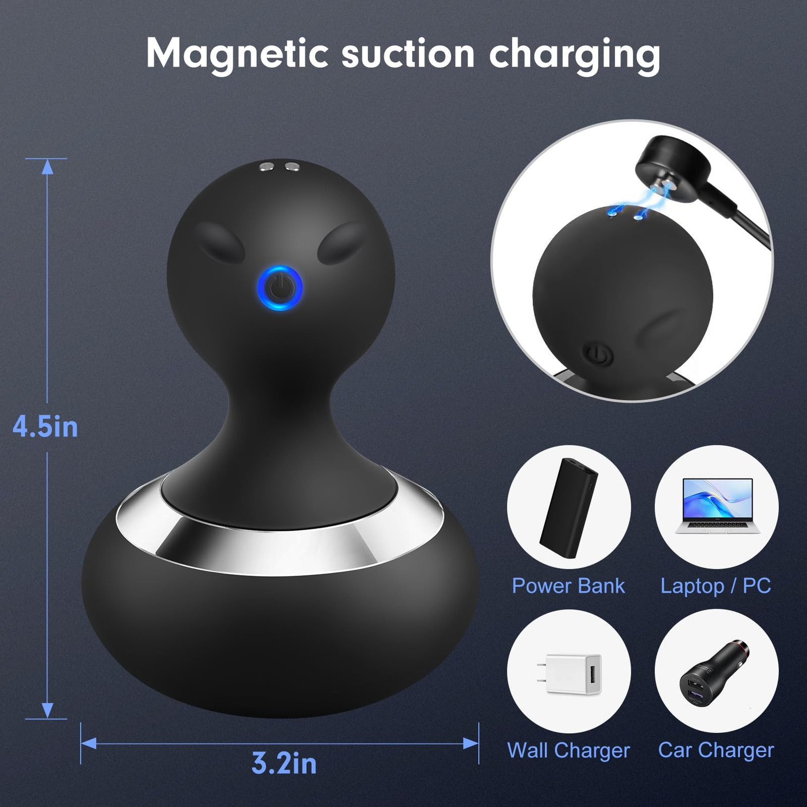 MANFLY Cordless Electric Handheld Massage Ball, Rechargeable Body Neck Massag…