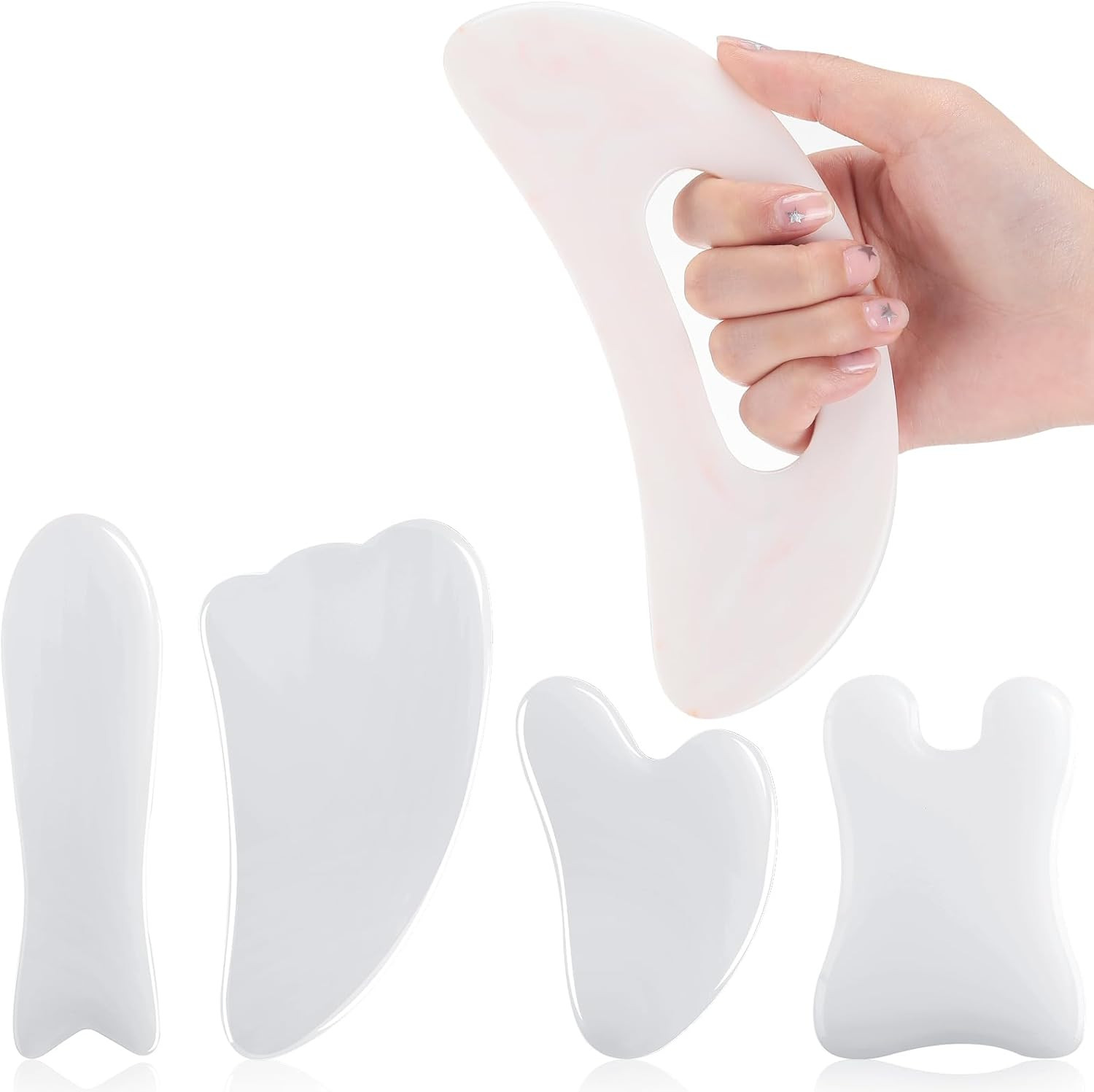 5 Pcs Gua Sha Facial Tools Set and 1 Pcs Body Gua Sha Massage Tool with Handle f
