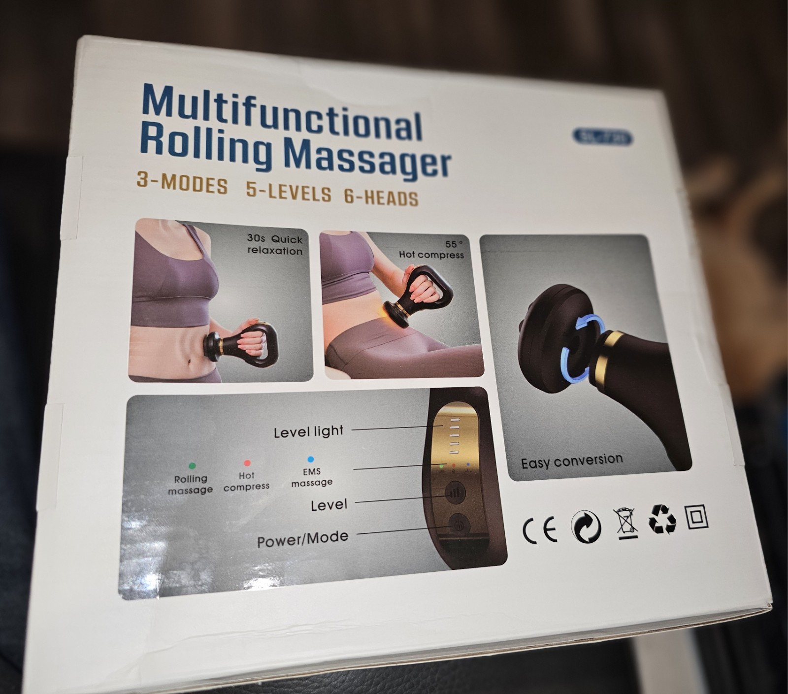 Rolling Massager Multifunctional 3 Modes 5 Levels 6 Heads Deep Muscle SL-730 ++