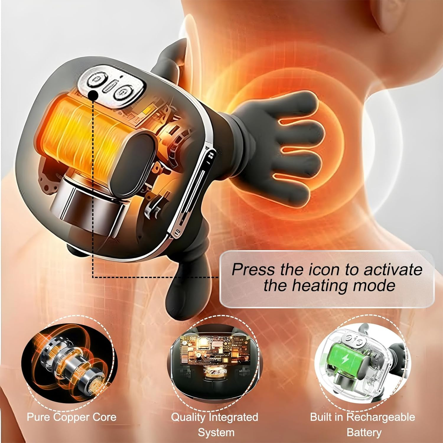 Neck Massager, Shiatsu Neck and Back Massager with Heat, 4D Kneading Simulated H