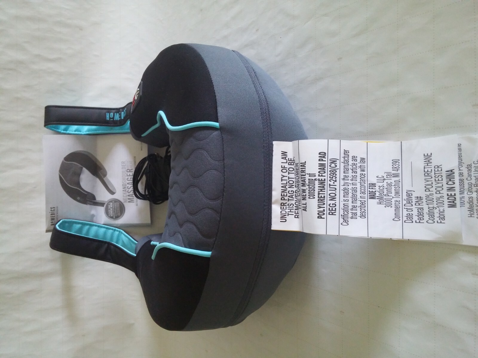 HoMedics Comfort Foam Vibration Neck Massager with Heat, NMSQ-216H-2, 2-Speeds