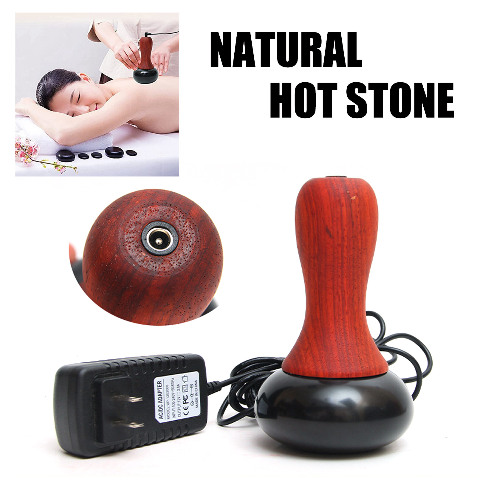 Hot Stone Electric Guasha Massager Natural Bian Stone Warm Moxibustion Heat