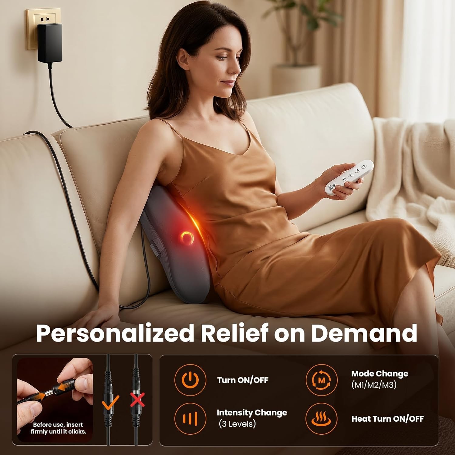 Cordless Deep Tissue Back & Neck Massager for Relaxation – Heat & Remote Control