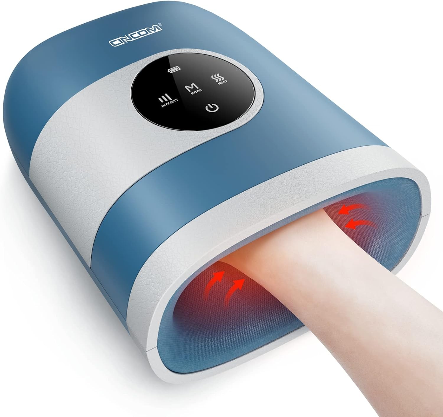 CINCOM rechargeable heated hand massager to relieve hand pain.
