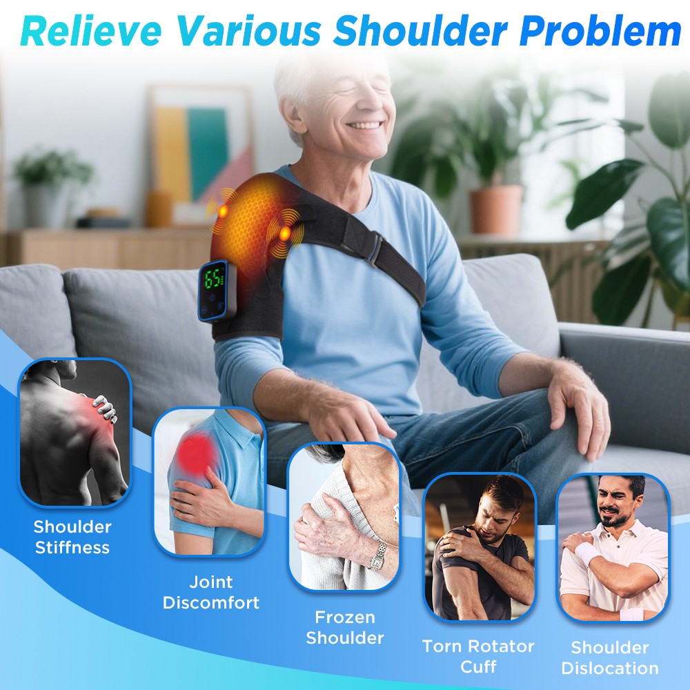 Electric Heated Shoulder Massager Arthritis Pain Relief Warm Therapy Pad Brace