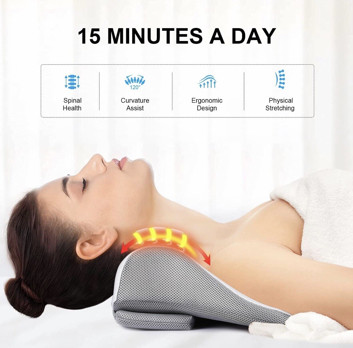 Heated Neck Stretcher with Magnetic Therapy, Neck and Shoulder relaxer Pillow