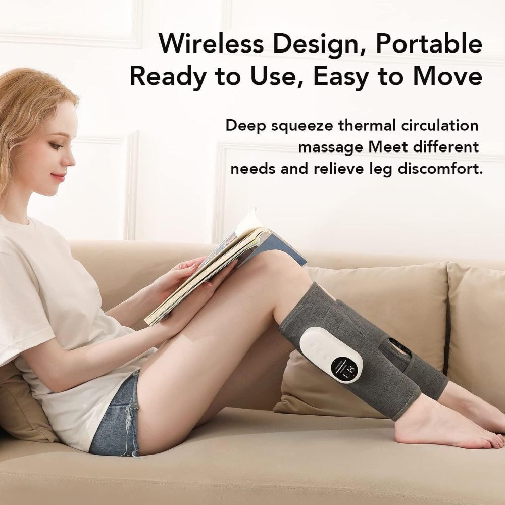 1 Pair Leg Massager Cordless Calf Air Compression Massager Heated Pain Relief
