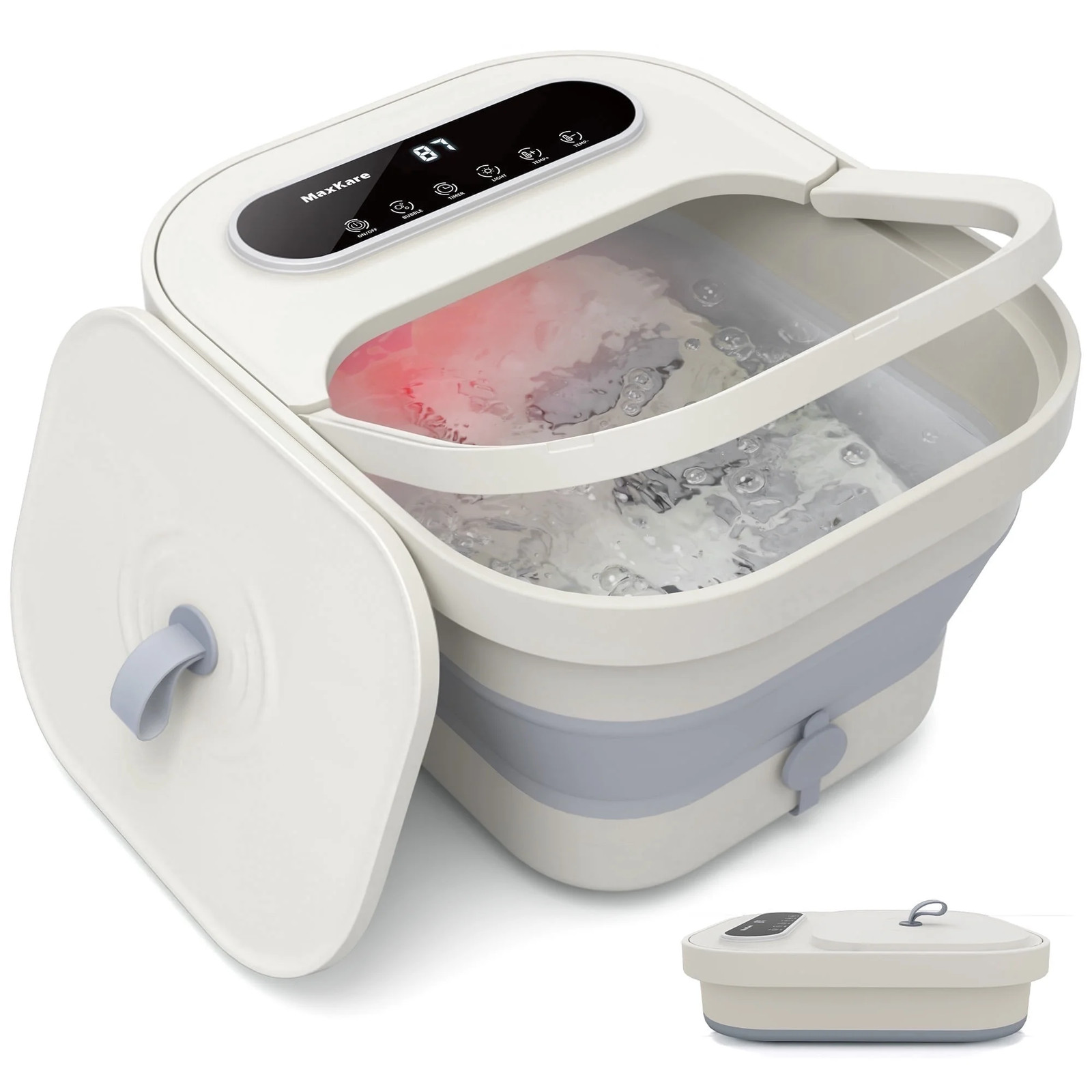 Foot Spa Bath Massager Heat Bubbles Vibration Soaking Pedicure Tired Feet Relief