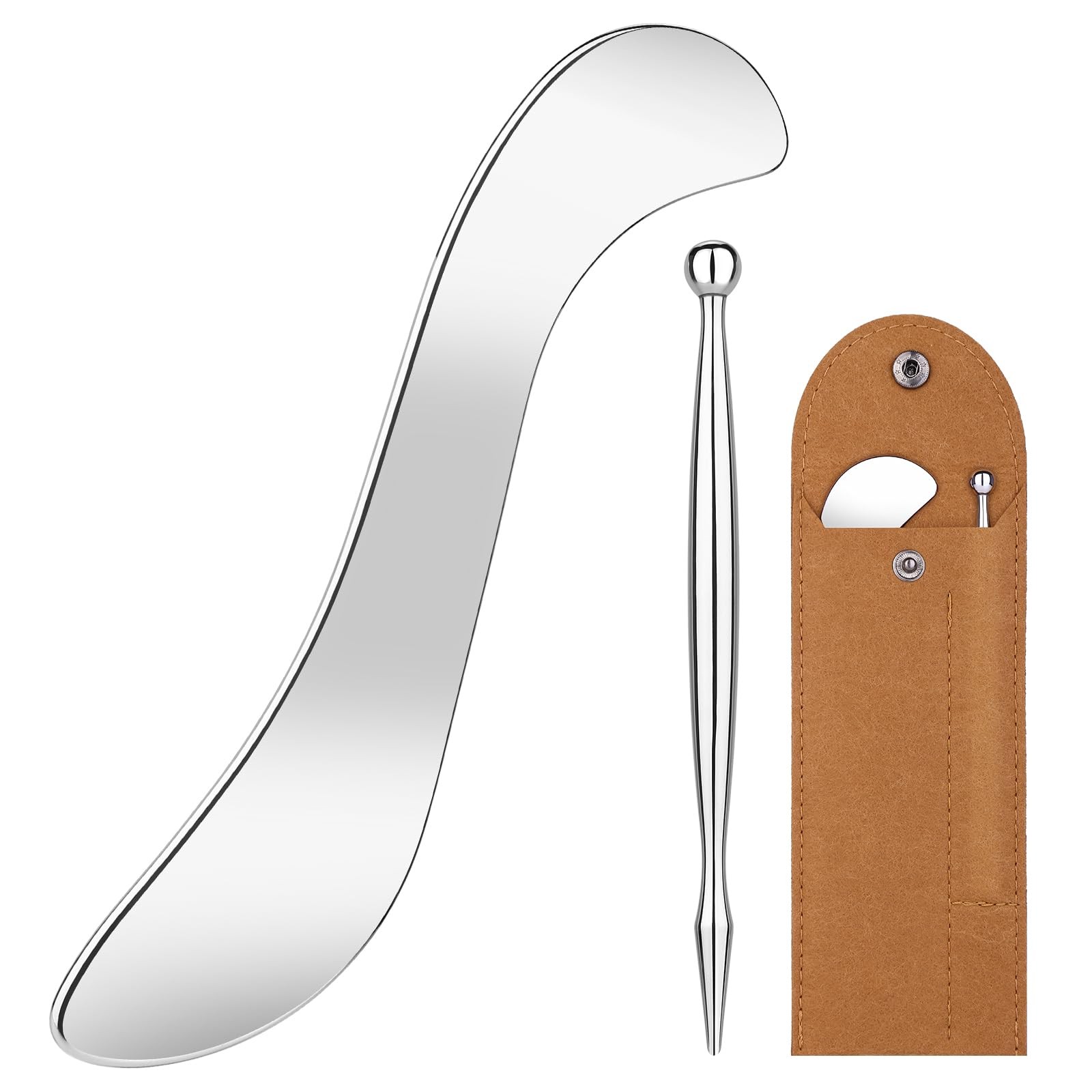 2 in 1 Acupressure Pen and Scraper Set, Stainless Steel Muscle Scraper Tool, …