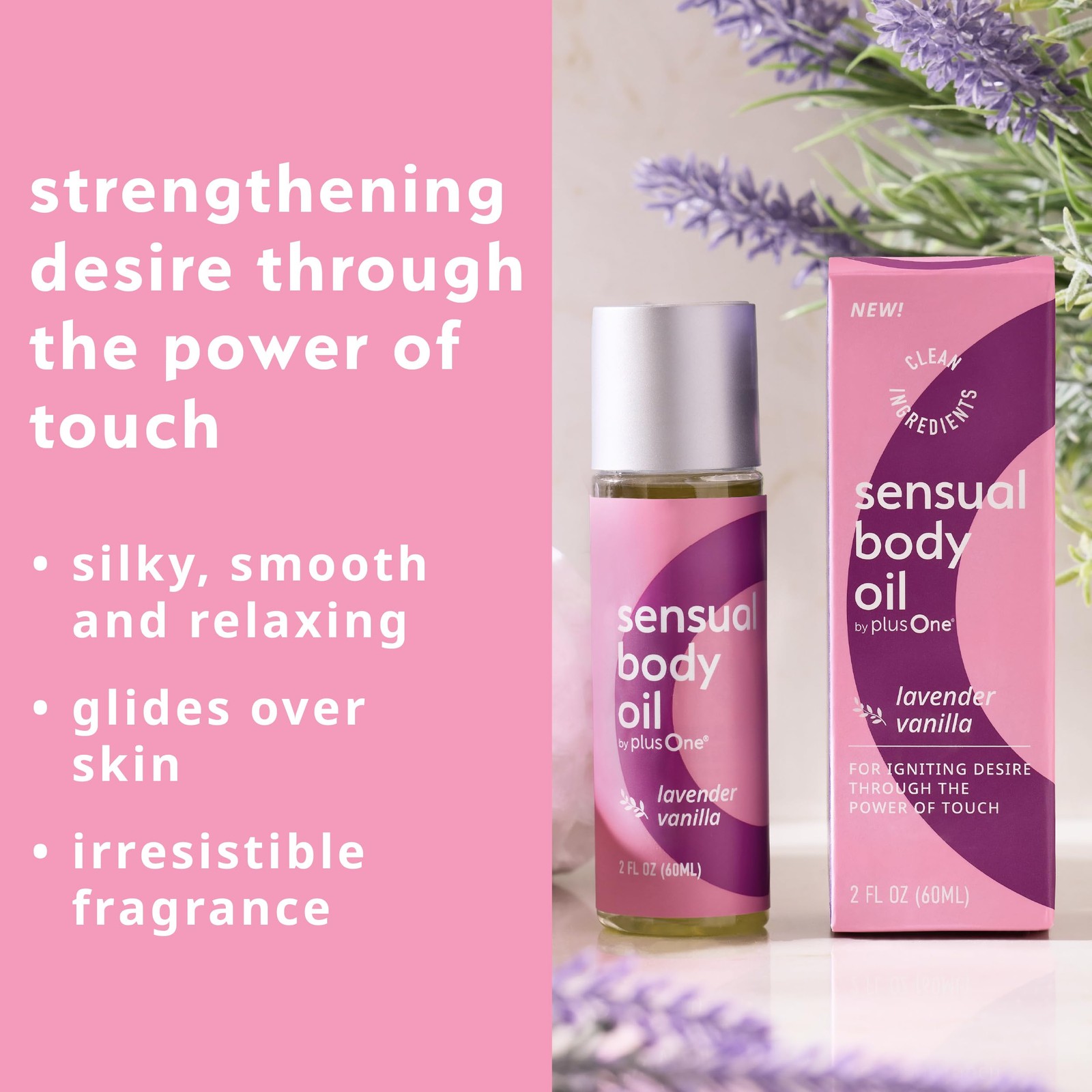 plusOne Sensual Body Oil – Lavender Vanilla 2 Fl Oz (Pack of 1), Clear