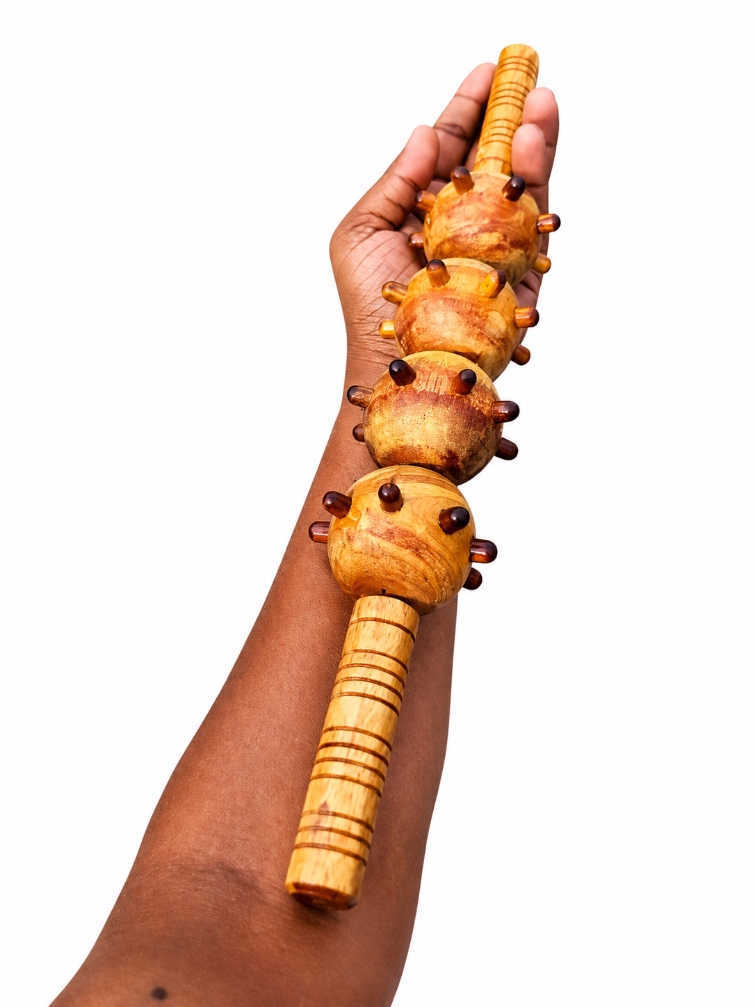 Wooden 4 Ball Massage Roller Stick Handheld Body Muscle Massage Tool