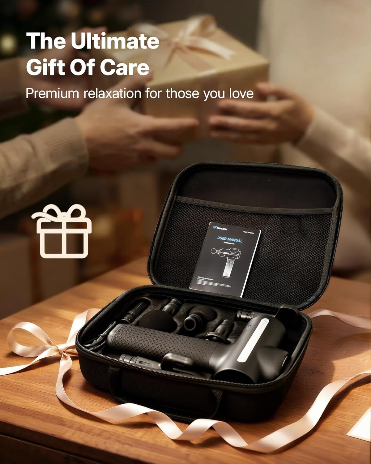 Rechargeable Deep Tissue Massage Gun – Cordless, LCD Display & 6 Massage Heads