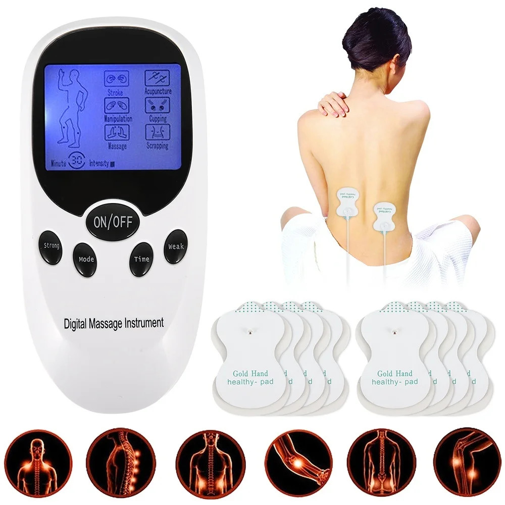 TENS Machine USB Electrical Muscle Stimulator Massager Pulse Dual Channel White