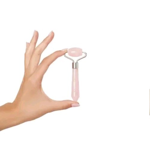Plum Beauty Pink Mini Rose Quartz Facial Roller Massager Travel Size 2pk