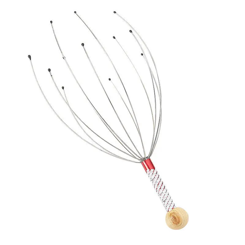 1PC Octopus Head Massager Stainless Steel Engraved Head Relaxer Brain Massage
