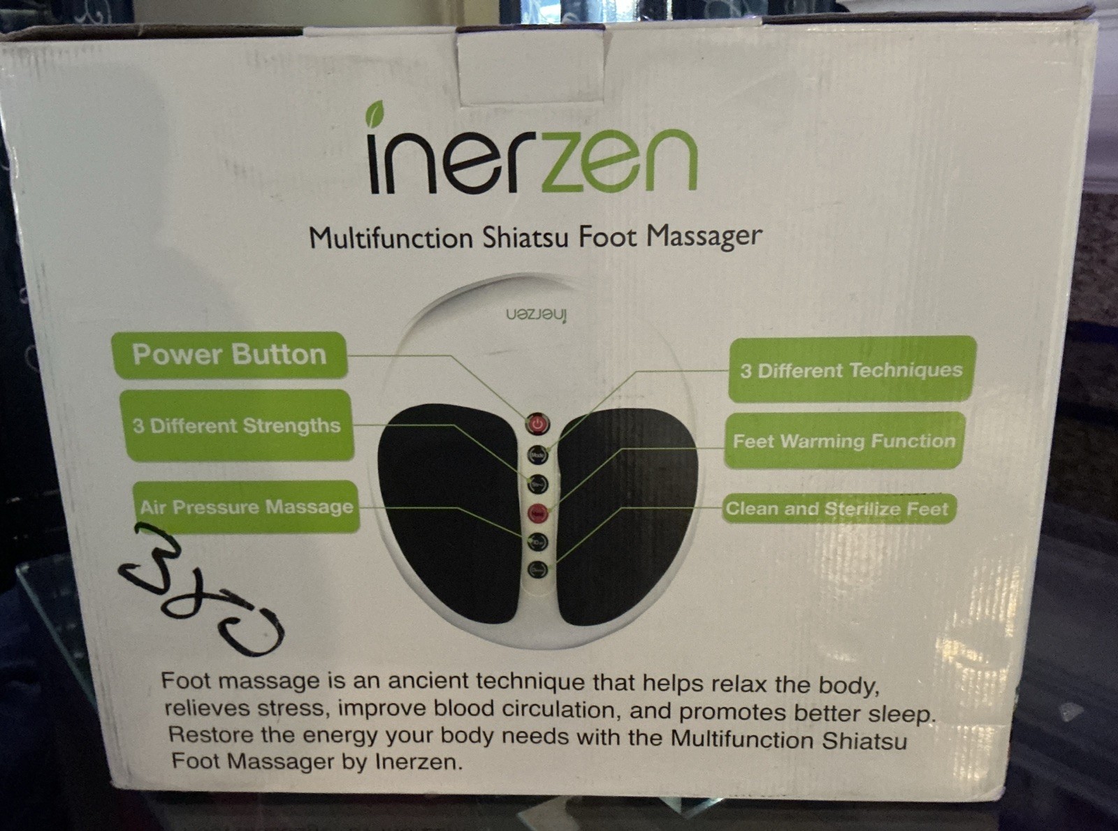 Inerzen Multifunction Shiatsu Foot Massager Izfm2016 W/ Heat Air Pressure Box Ma