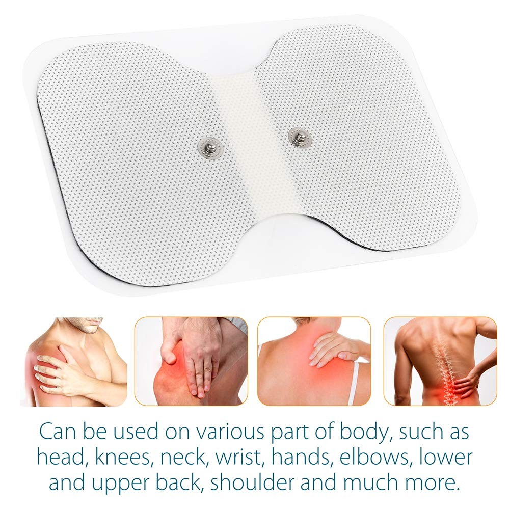 TENS Unit Pads 4.3â€ X 6â€, 4Pcs Snap Electrode Pads Large, Butterfly Shape…