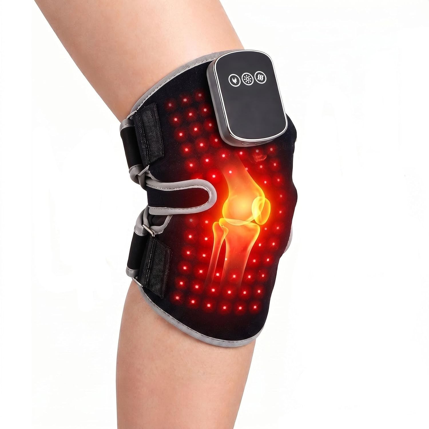 Upgraded Knee Massager with Red Light Therapy and Vibration, Cordless Heated Kne