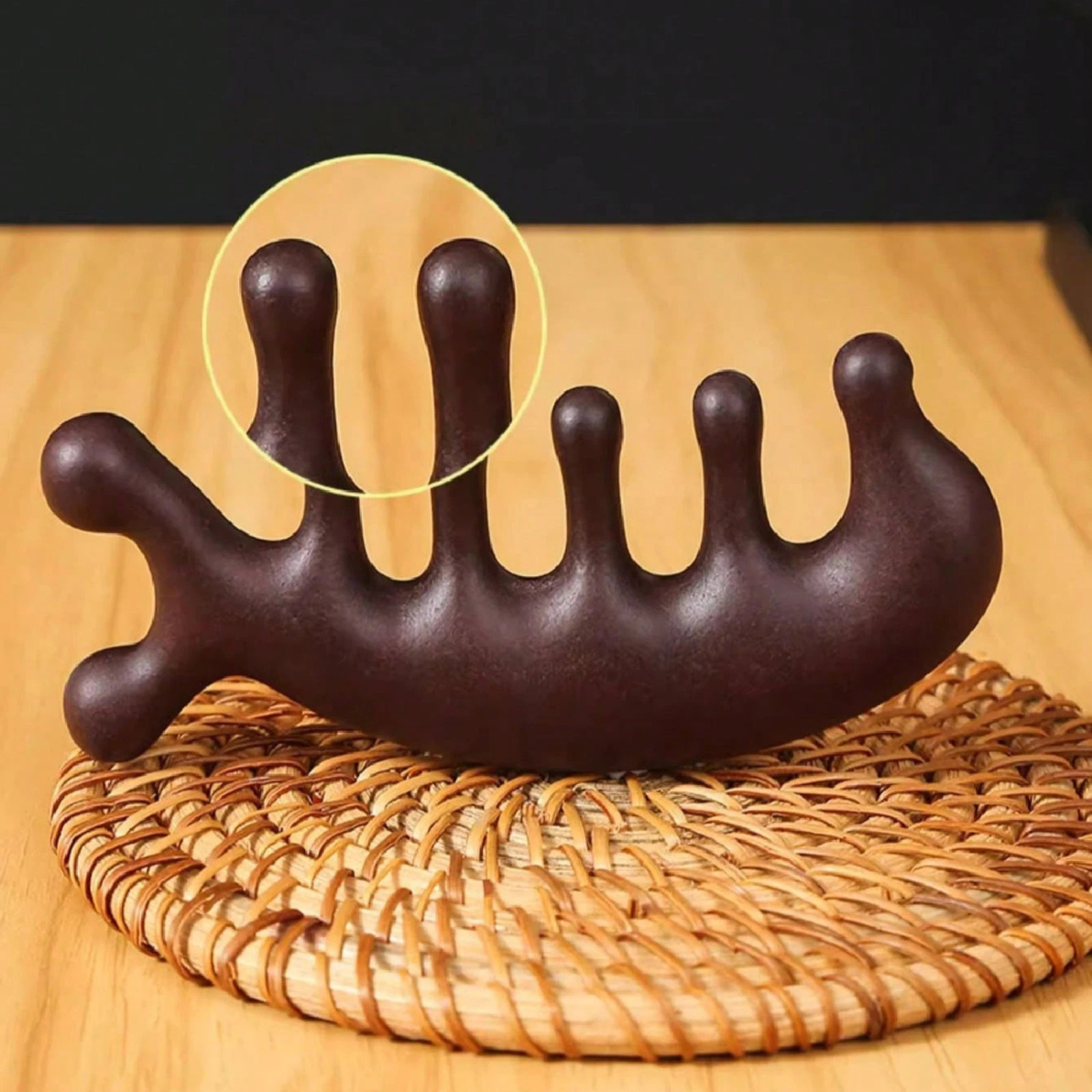Wooden Style Massage Comb 5 Tooth Scalp Massage Loc Comb Head Neck Massager Tool