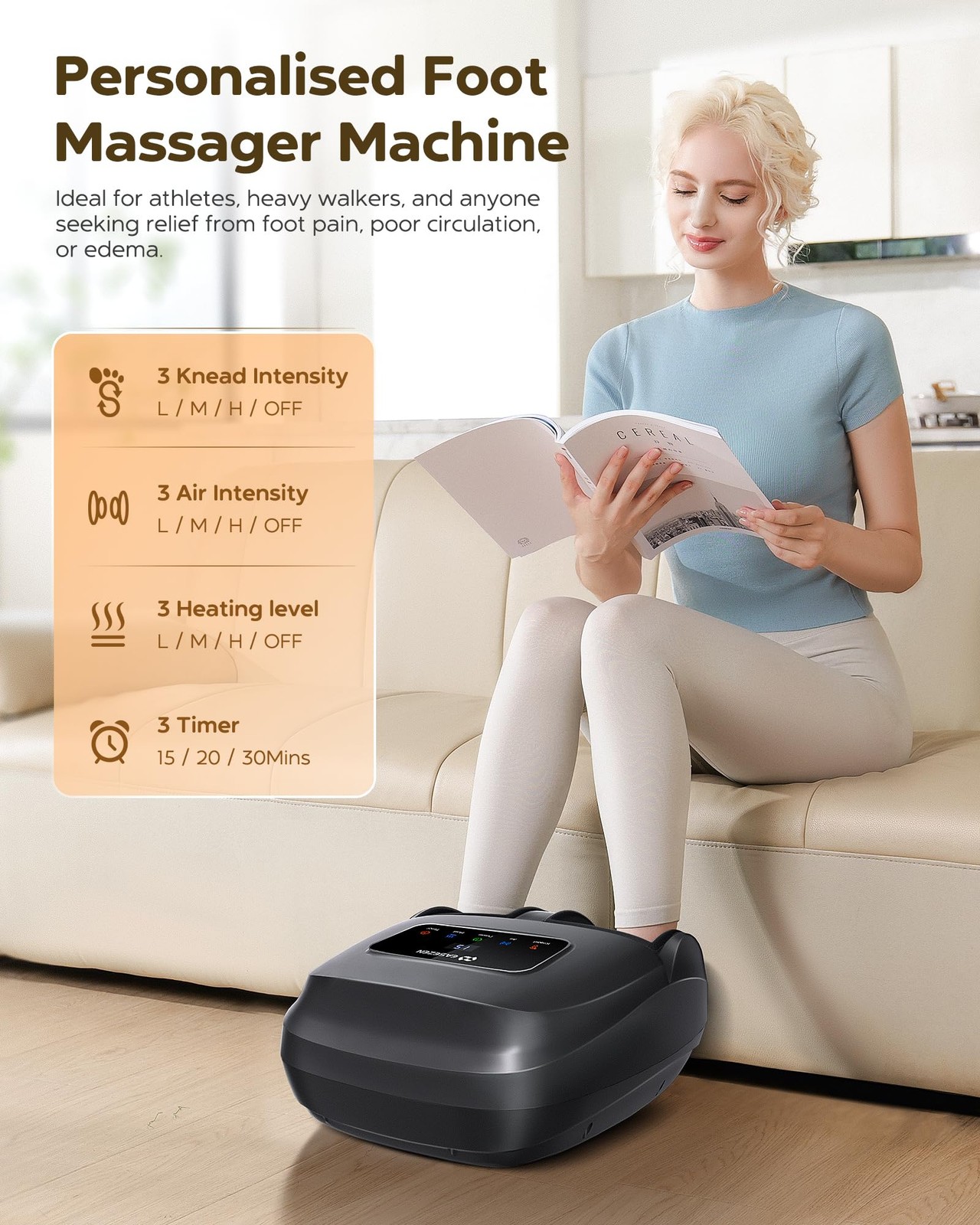 Foot Massager Machine with Heat, Shiatsu Foot Massager with Cordless Remote, 202