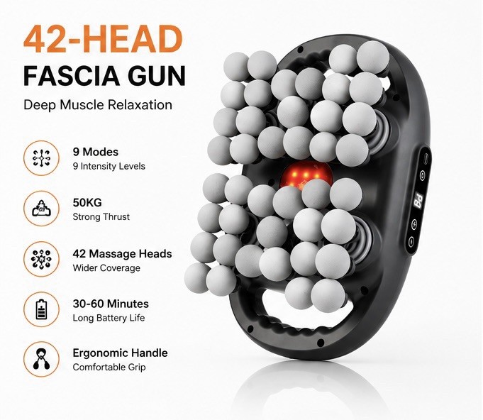 High-Quality 42-head Massage Gun, Deep Muscle Relaxation Tool, Relaxation Aid