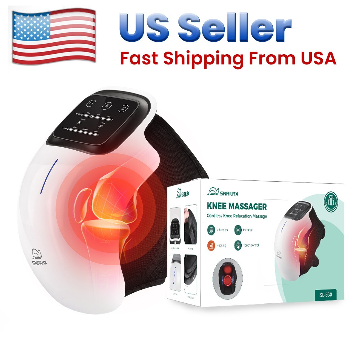 Snailax Knee Massager with Heat IR & LSR Light,3 Heating Levels & 3 Modes Relax