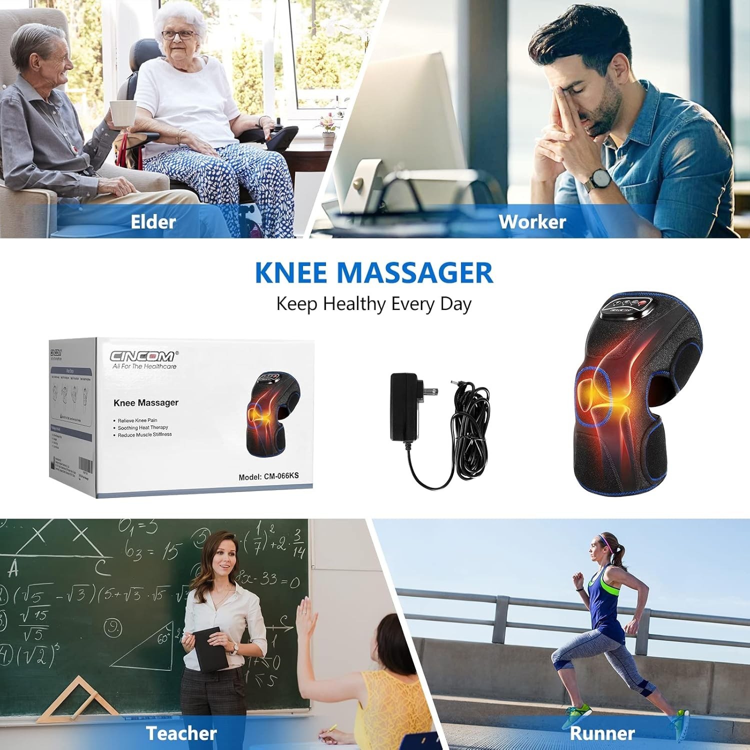 Knee Massager with Heat, Air Compression Leg Knee Brace Wrap for Arthritis an…
