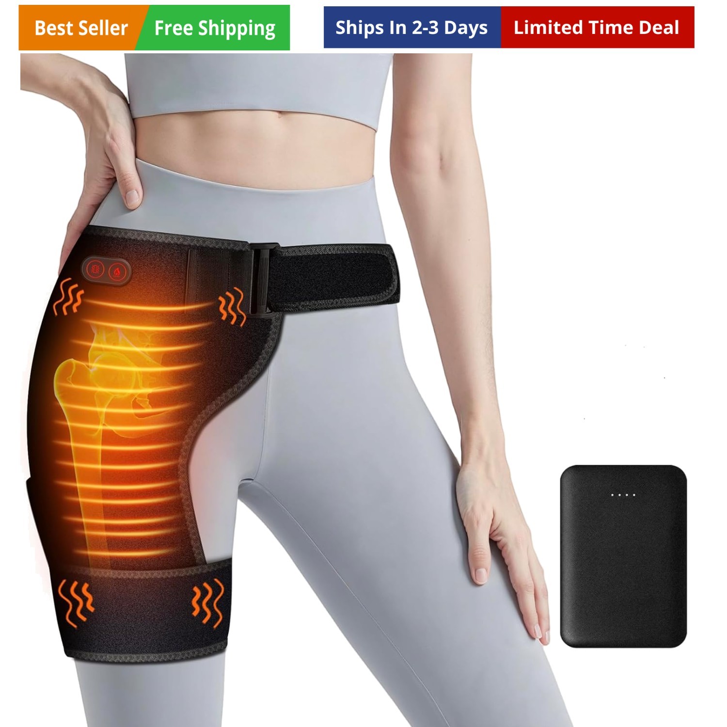 Cordless Heated Massage for Hip/Sciatica Pain Relief with 5000mAh Power Bank …