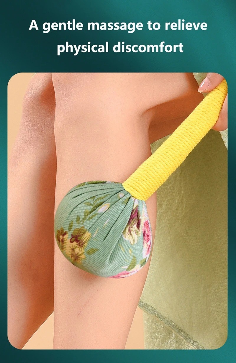 Long-Handled Wormwood Massage Hammer for Lymphatic Drainage – Manual Full Body