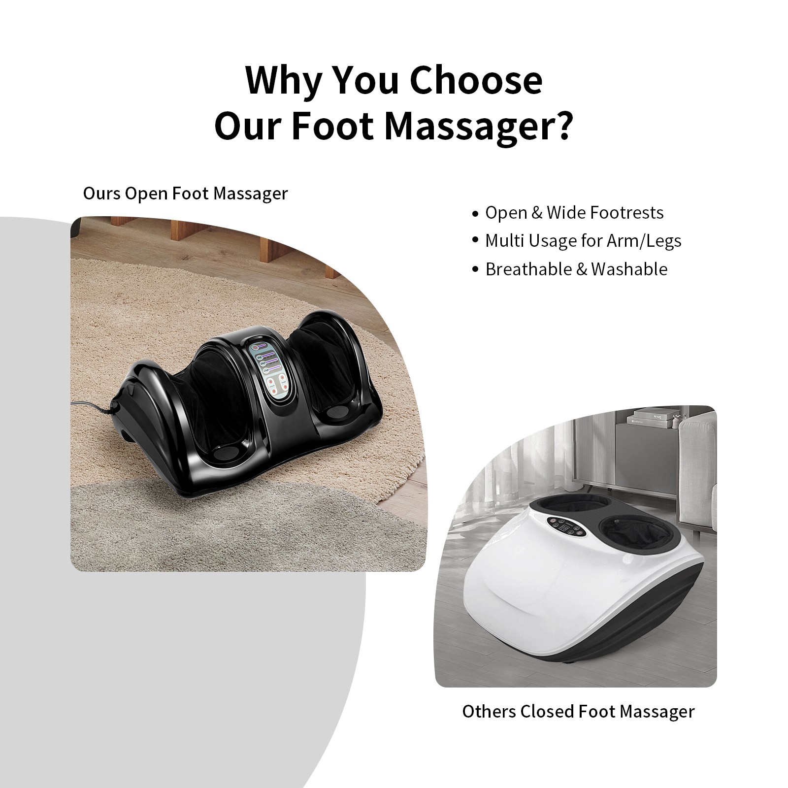 Shiatsu Foot and Calf Massager Machine Kneading Rolling Vibration Leg Massager