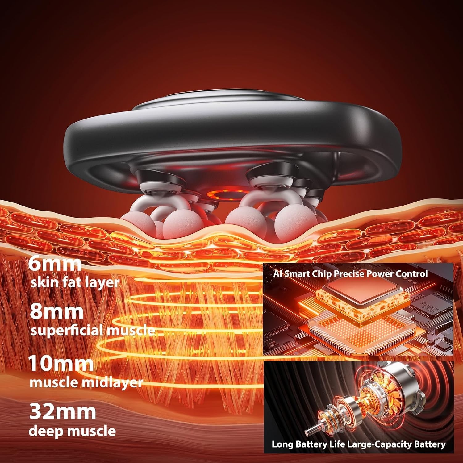 12 Head Electric Deep Tissue Massage Gun with 3 Modes and 30 Intensity Levels