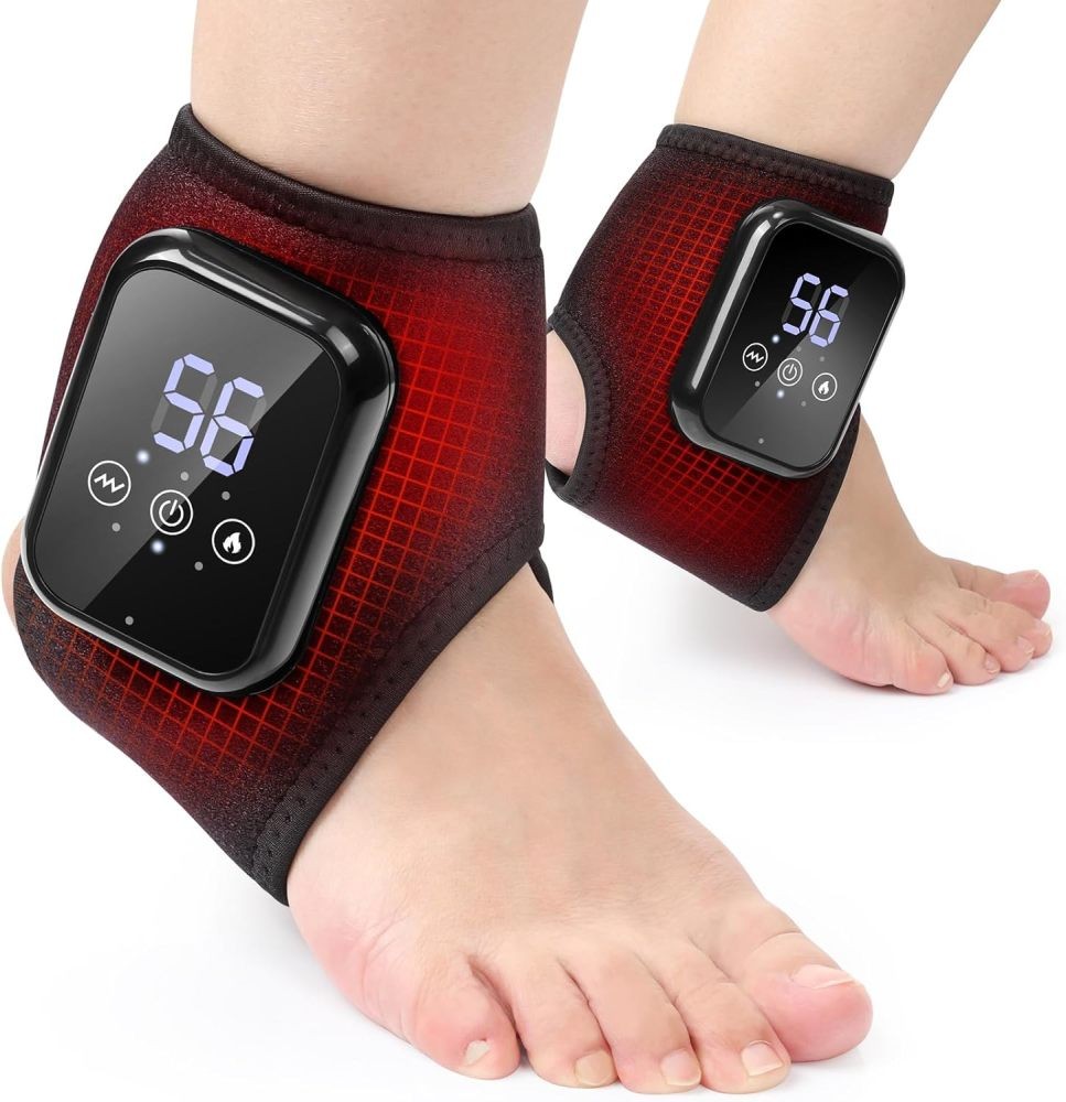 2Pcs Foot and Ankle Massager Relieve Ankle Pain 3 Heat Levels, 3 Vibration Modes