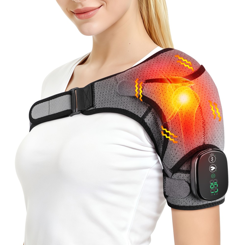 Electric Shoulder Massager Heated Vibration Shoulder Brace Wrap for Pain Relief