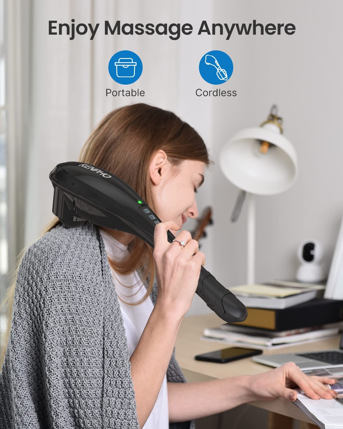 Rechargeable Handheld Back Massager with 5 Adjustable Speeds & Modes, Gifts f…