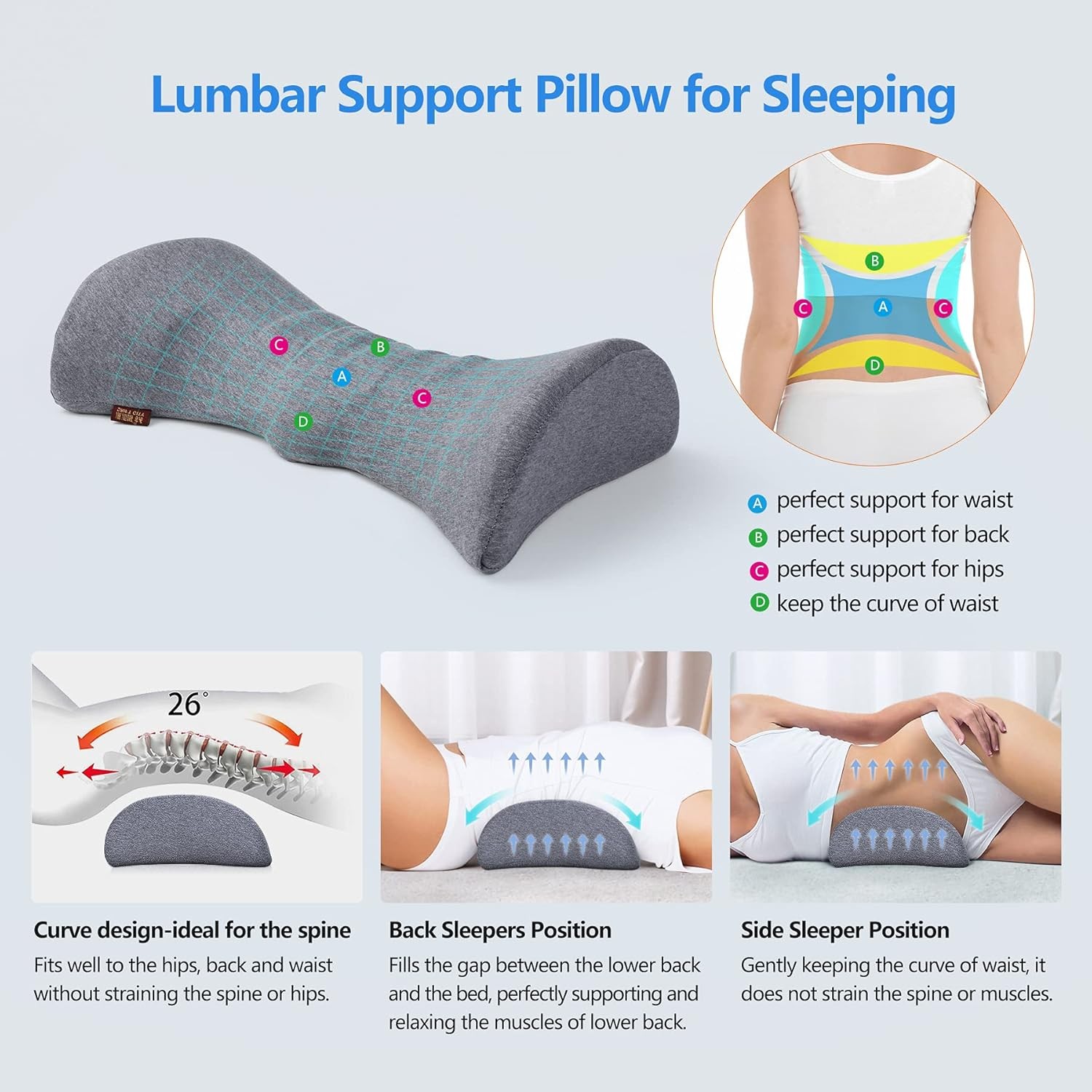 3 In 1 Electric Lumbar Support Pillow Smooth Spine Triple Fusion Back Massager