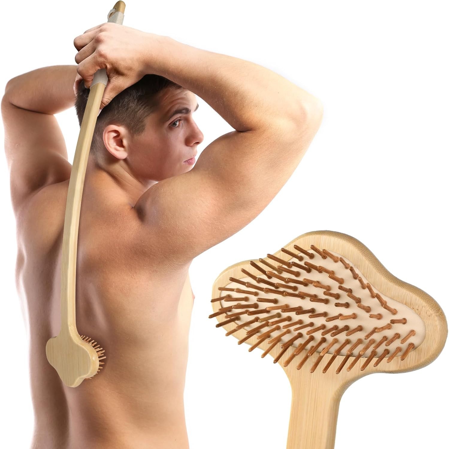 Oversized Bamboo Back Scratcher with Curved Handle – Comfortable Itch Relief