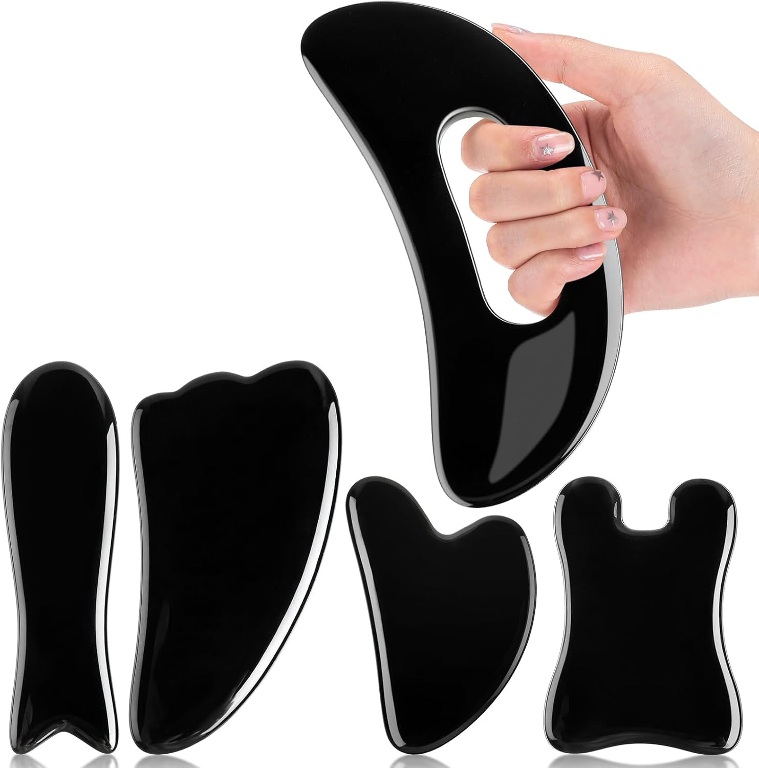 5 Pcs Gua Sha Facial Tools Set and 1 Pcs Body Gua Sha Massage Tool with Handle f