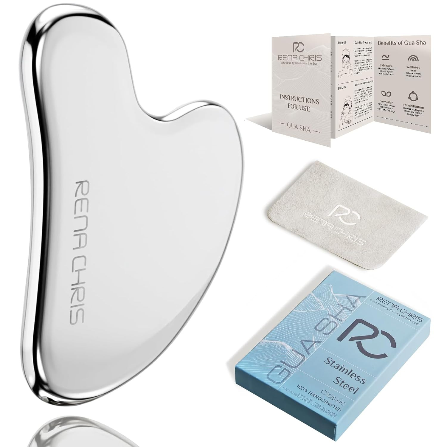 Gua Sha Facial Tools, Stainless Steel Guasha Tool for Acupuncture, Manual Massag