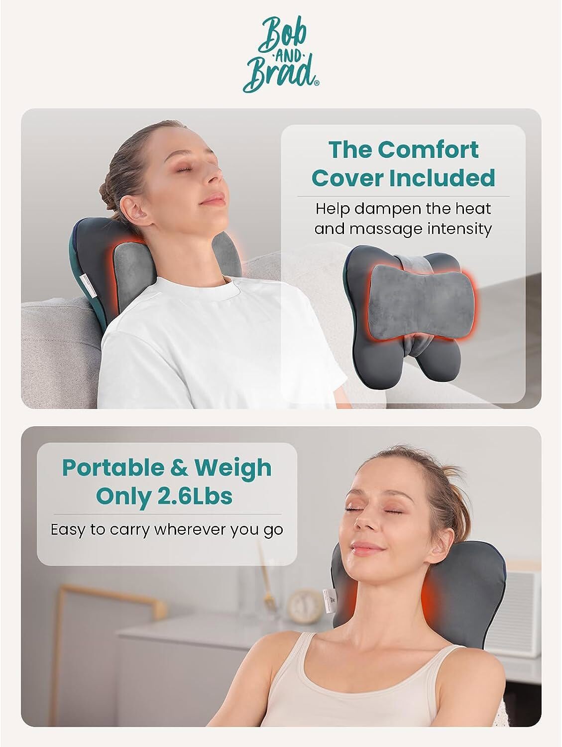 Bob and Brad Shiatsu Neck&Shoulder Back Massager with Heat, Massage Seat Cushion