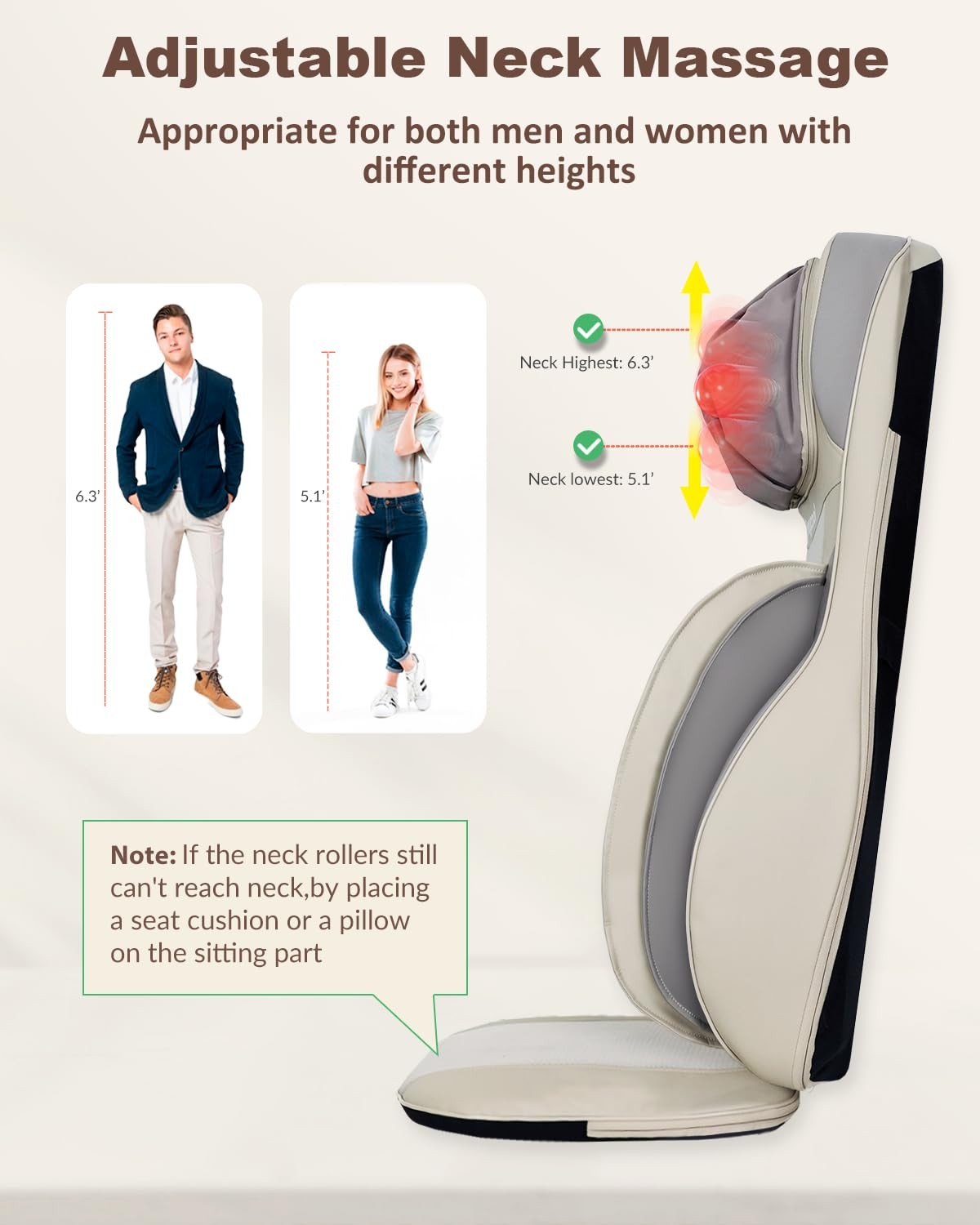 Heycool Shiatsu Neck Back Massager with Heat, 2025 Upgraded Massage Chiar Pad…